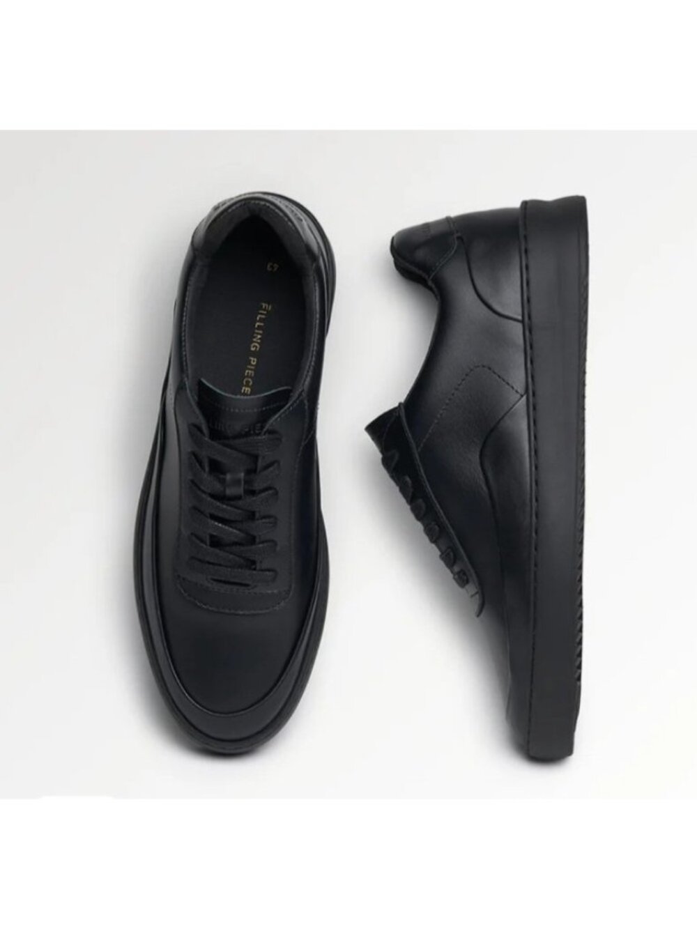 Filling Pieces Low Top Black Leather Sneakers Men EU 43 US 10 Minimal